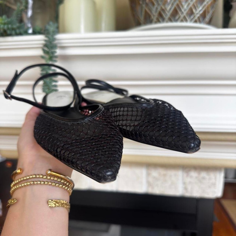 Zara black pointed toe sling back flats with netted mesh and solid toe size 36 - Picture 3 of 7